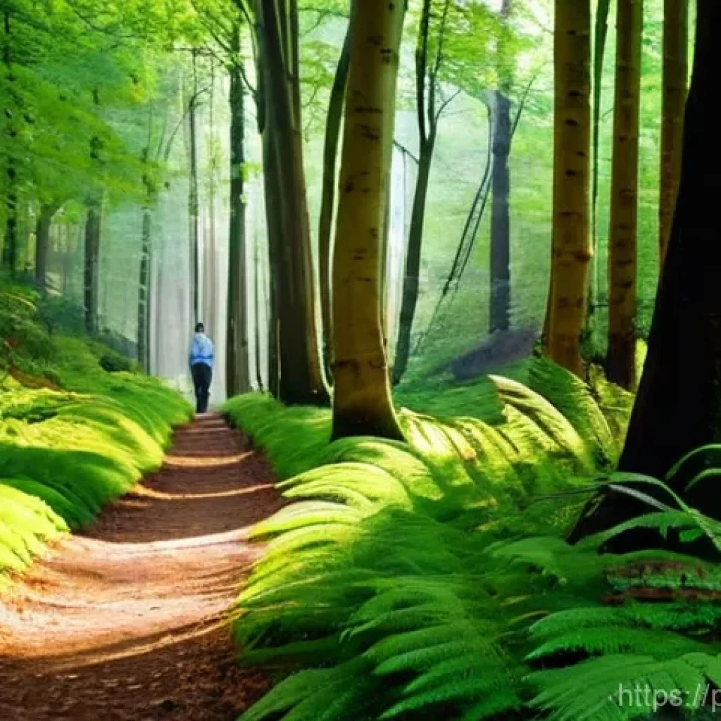 생태 심리학과 환경 감정 - **Prompt 1: Serene Forest Morning**
"A peaceful, serene image of an adult woman or man in their ...