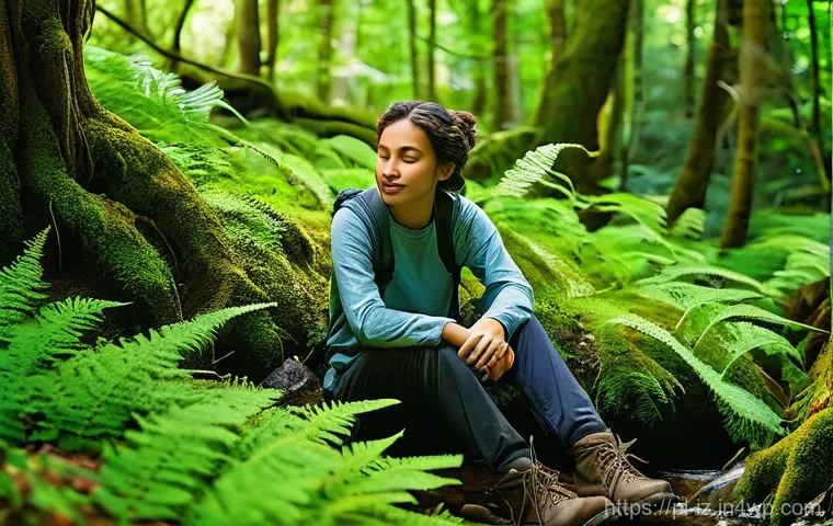 생태 심리학 실천의 사회적 책임 - **A serene connection with nature:** A peaceful scene featuring a young person, approximately 16-18 ...